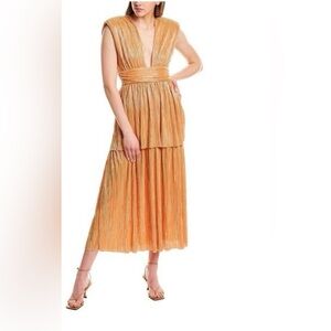 Sabina Musayev Orange Pleated Dress